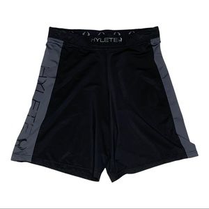 Hylete Shorts Gun Metal Gray Black Athletic Gym Crossfit Logo Men's Medium